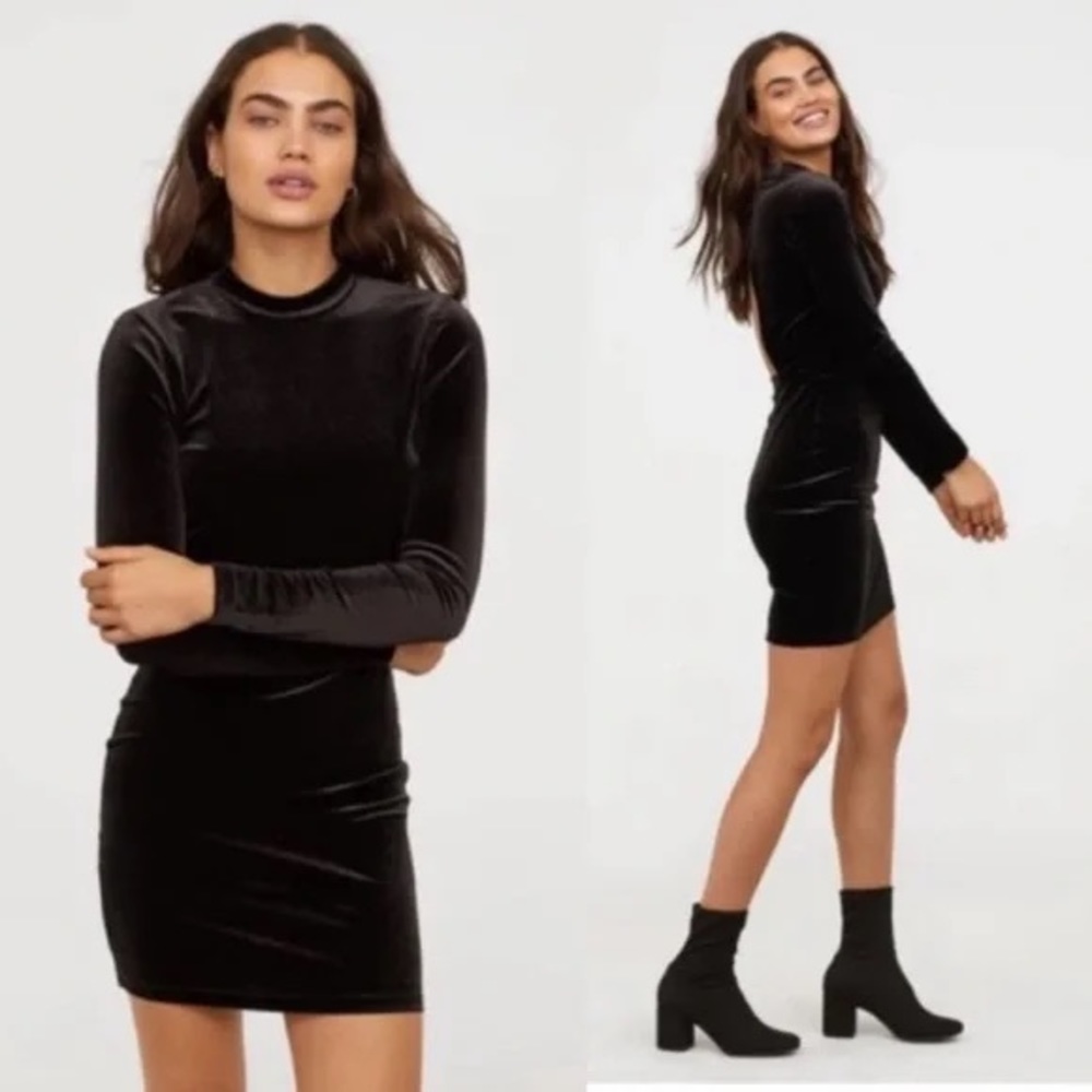 NWT BLACK LONG SLEEVE VELVET DRESS